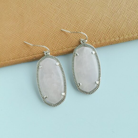 Kendra Scott Elle Drop Earrings - Silver Rose Quartz - Picture 3 of 3